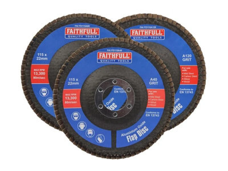 Image of Faithfull Aluminium Oxide Abrasive Flap Disc FAIFD115AM3 Diameter: 115mm