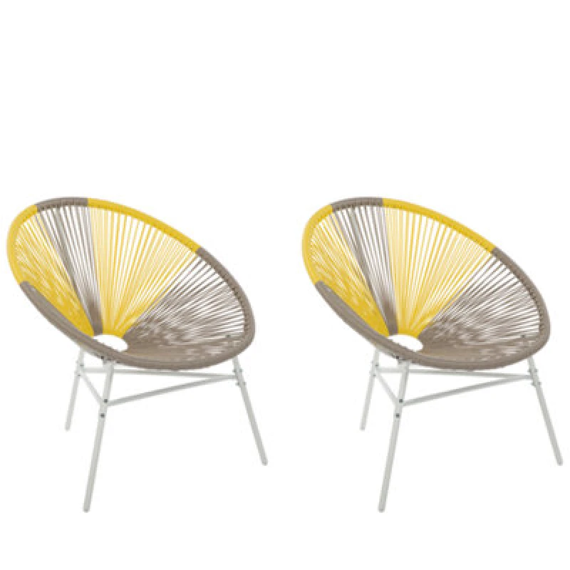 Image of Beliani Set Of 2 Garden Chairs Acapulco Pe Rattan Taupe