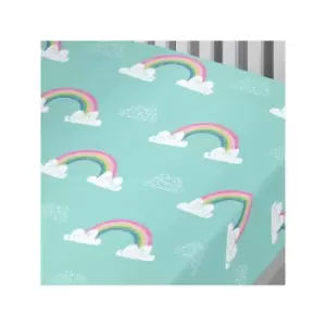 image of Bedlam - Kids Rainbow Unicorn Fitted Sheet, Multi, Single