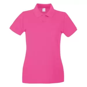 image of Womens/Ladies Fitted Short Sleeve Casual Polo Shirt (X Small) (Hot Pink)