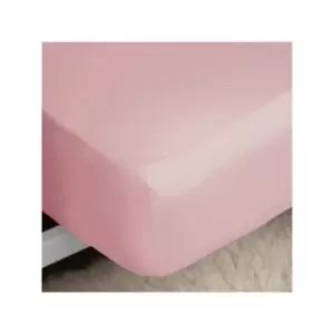 Image of Belledorm Easycare Polycotton Percale 200 Thread Count 11" Deep Fitted Sheet, Blush, Cot