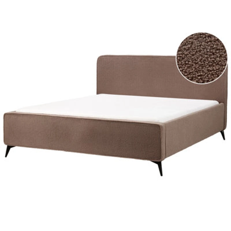 Image of Beliani Bed Boucle Valognes 180 X 200 Cm (Eu Super King) Brown