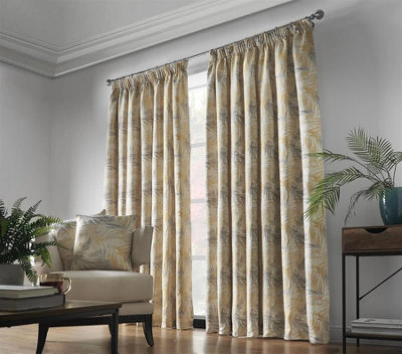 Image of Luxury Living Fiji 66" x 72" Ochre Taped Top Curtains FIJTOCH6672