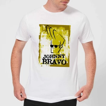 Image of Johnny Bravo Distressed Mens T-Shirt - White - XS