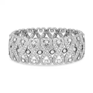 Image of Jon Richard Silver Plated Crystal Heart Swirl Stretch Bracelet