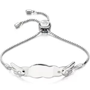 Childrens D For Diamond Sterling Silver ID Bracelet