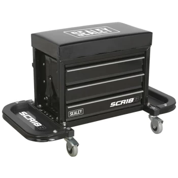 Image of Sealey SCR18B Mechanic's Utility Seat & Toolbox - Black