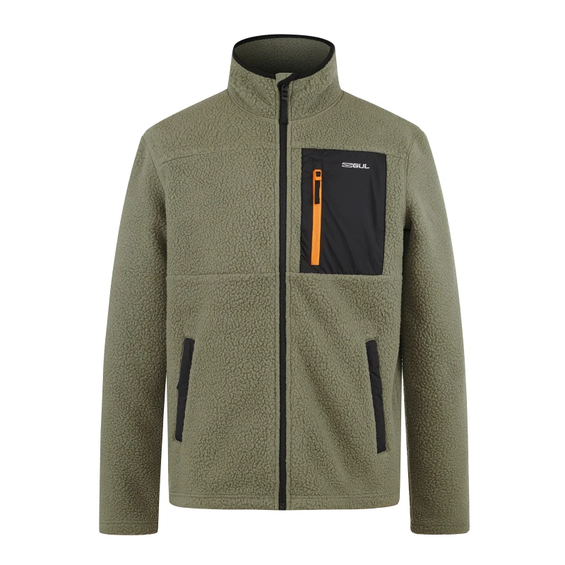 Image of Gul Mens Sherpa Long Sleeve Funnel Neck Zip Pocket Fleece Khaki male S