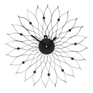 40cm Black Metal Flower Wall Clock