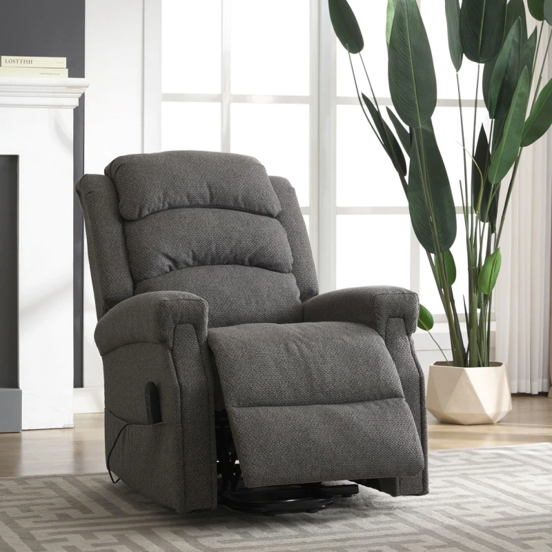 Image of Artemis Home Eltham Dual Motor Electric Lift Assist Recliner with Massage & Heat in Dark Grey Dark Grey Unisex