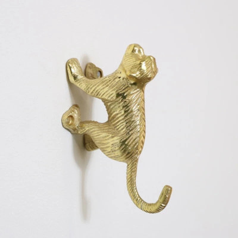Image of Melody Maison Gold Monkey Wall Hook Metallic Gold unisex