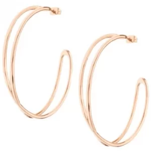 image of Ladies Karen Millen Rose Gold Plated Criss-Cross Hoop Earring