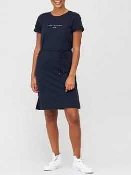 Image of Tommy Hilfiger Essential Hilfiger Regular Crew Neck Dress - Navy