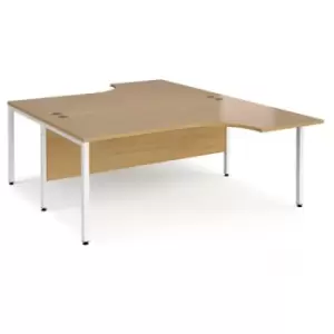 Image of Office Desk 2 Person Corner Desk 1800mm Oak Tops With White Frames Maestro 25