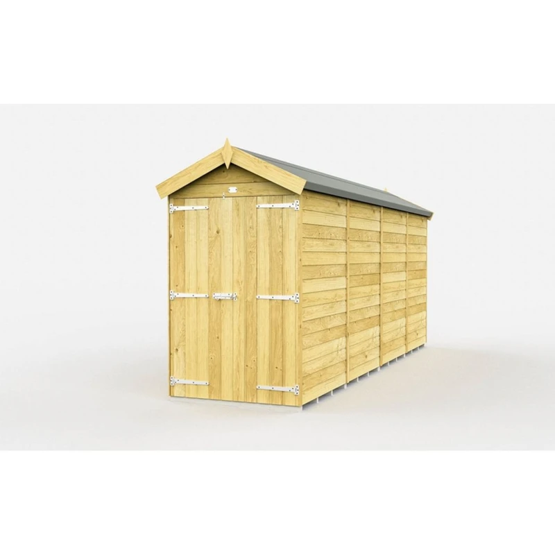 Image of Buttercup Farm 4 x 15 Feet Apex Shed - Double Door W/O Window - L454 x W118 x H217cm in Brown Brown Unisex