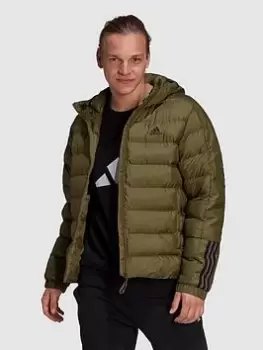 Image of adidas Sportswear Sportswear Itavic 3-stripes Midweight Hooded Jacket - Khaki, Size S, Men