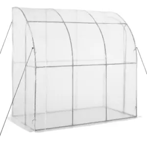 image of Outsunny Walk-in Lean To Wall Greenhouse With Zippered Door 214X118X212Cm - White