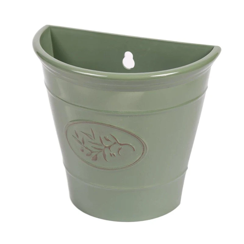Image of YouGarden Pair of Olive Wall Planters (23cm) Green unisex 23cm diame