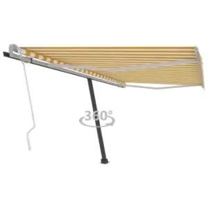 Image of Vidaxl Freestanding Manual Retractable Awning 450X300 Cm Yellow/White