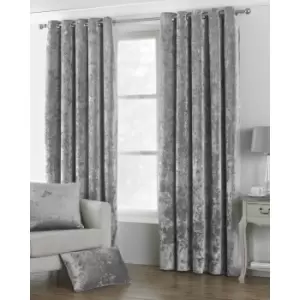Image of Riva Home Verona Velvet Style Eyelet Curtains (46x72 (117x183cm)) (Silver)