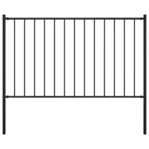 image of Vidaxl Fence Panel With Posts Powder-coated Steel 1.7X1 M Black