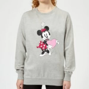 Image of Disney Minnie Mouse Love Heart Womens Sweatshirt - Grey - L