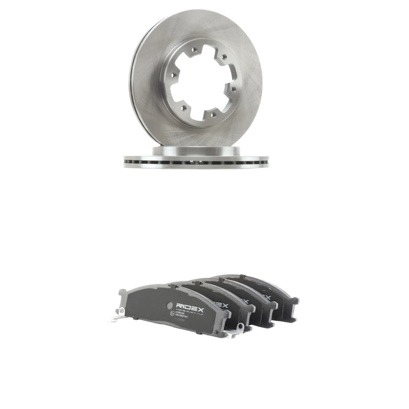 Image of RIDEX 3405B3159 Brake disc and pads set Front Axle, Brake Disc Type: internally vented, with acoustic wear warning Brake Set,disc brakes (3405)