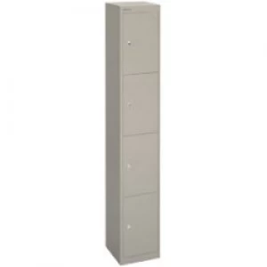 Image of Bisley Basic Contract Locker Lockable with 4 Doors CLK124 Steel 305 x 305 x 1802mm Goose Grey