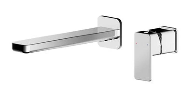 Image of Balterley Square Wall Mount 2 Tap Hole Basin Mixer Tap Chrome Silver