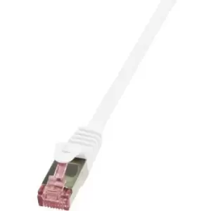 image of LogiLink CQ2021S RJ45 Network cable, patch cable CAT 6 S/FTP 0.50 m White Flame-retardant, incl. detent