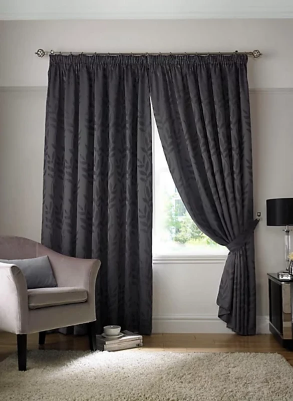 Image of ALAN SYMONDS Tivoli Pencil Pleat Taped Top Curtain Pair Fully Lined Curtains Charcoal 66x72' TIVTCH6672i ½i ½i ½i ½i ½i ½i ½