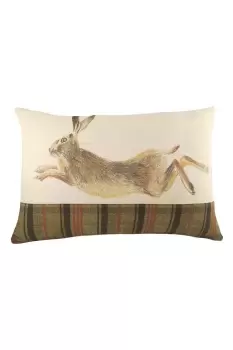 Image of Hunter Leaping Hare Hand-Painted Watercolour Printed Cushion