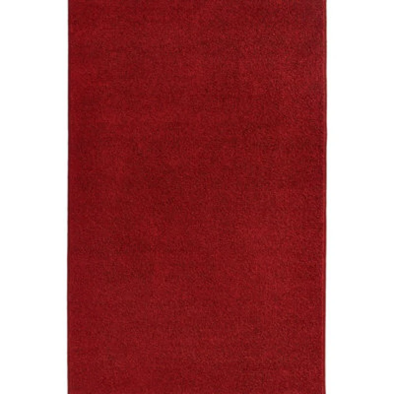 Image of The Rugs Velours Pure Modern Plain Velour Rug Synthetic Short Pile In Red