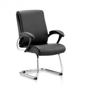 image of Trexus Romeo Cantilever Chair With Arms Leather Black Ref BR000125