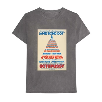 Image of James Bond 007 - Octopussy German Poster Unisex X-Large T-Shirt - Grey