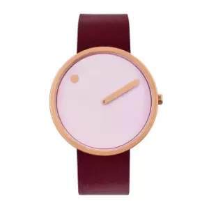 Image of Picto 43382-4920MR Dusty Pink Dial Burgundy Leather Strap Wristwatch