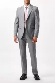 Image of Mens Slim Fit Grey Check British Wool Suit Jacket