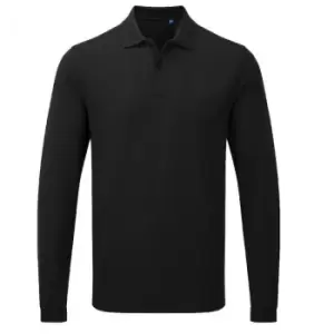 Image of Premier Unisex Adult HeiQ Viroblock Long-Sleeved Polo Shirt (3XL) (Black)