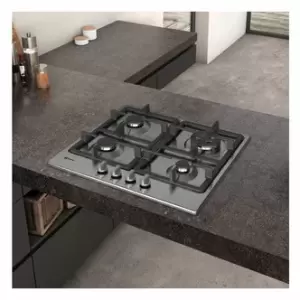 image of Neff T26BB59N0 Built In 58cm 4 Zone Gas Hob in Stainless Steel Wok Burner