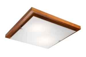 image of Square Simple Flush Ceiling Light Rustic, 2x E27