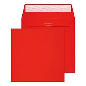 Image of Creative Bright Coloured Envelopes Peel & Seal 160 x 160 mm Plain 120 gsm Pillar Box Red Pack of 500