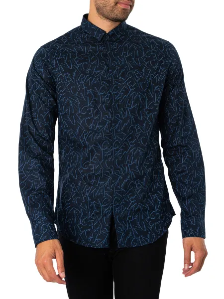 Image of Random Logo Slim Shirt