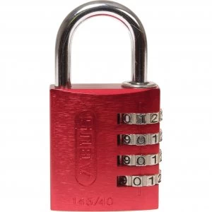 image of Abus 145 Series Aluminium Combination Padlock 40mm Red Standard