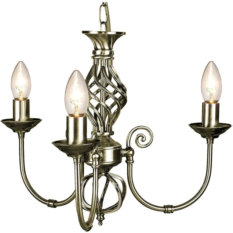 Image of Happy Homewares Antique Brass Plated 3 Arm Pendant Ceiling Light with Twist Knot Design in Metallic Gold Metallic Gold Unisex