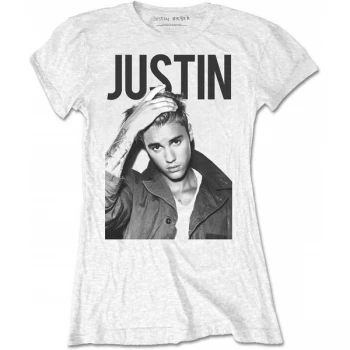 Image of Justin Bieber - Bold Womens Large T-Shirt - White
