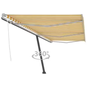 Image of Vidaxl Freestanding Manual Retractable Awning 600X350 Cm Yellow/White