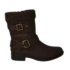 Image of Fabric PU Double Buckle Boot - Brown