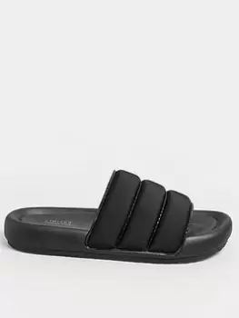 Image of Yours Wide Fit Padded Slider - Black, Size 5E, Women