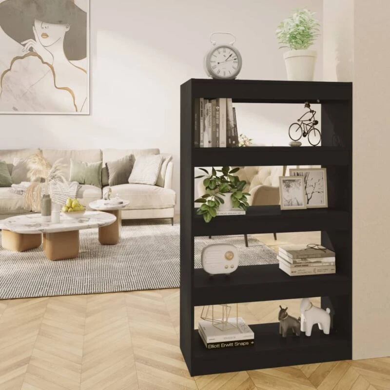 Image of VIDAXL Vidaxl - Book Cabinet/Room Divider Black 80x30x135cm Engineered Wood 8720286843529