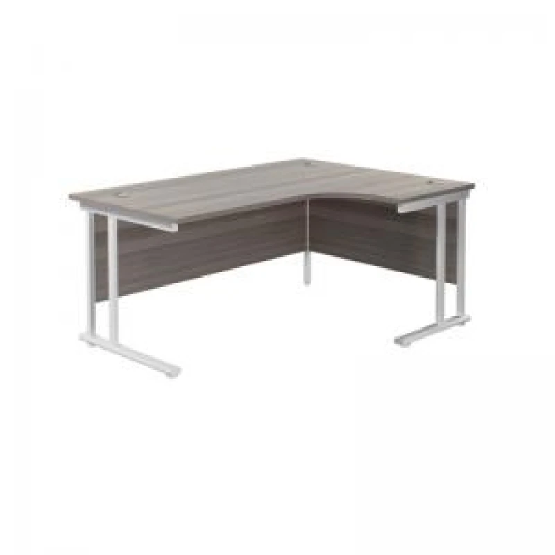 Image of Jemini Radial Right Hand Cantilever Desk 1600x1200x730mm Grey Oak/White KF807711